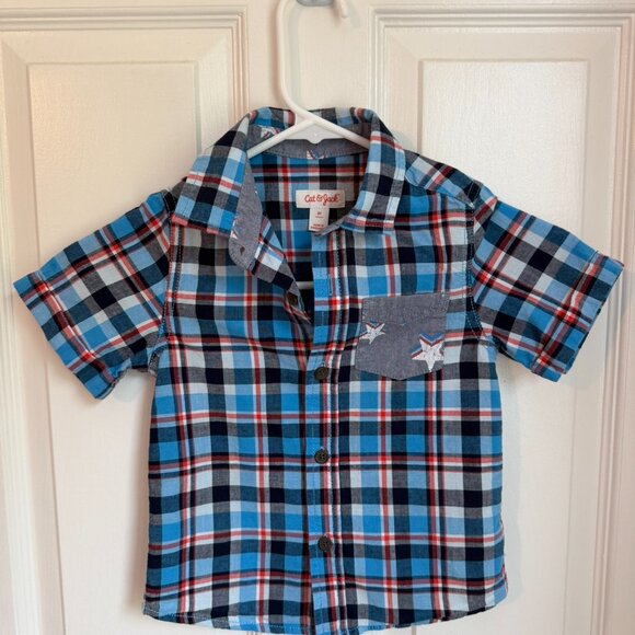 ⭐ 5/$10 Bundle | Plaid Short-Sleeve Button-Down Shirt - Picture 1 of 5